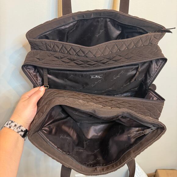 Vera Bradley Women's Quilted Weekender Large Duffle Bag Brown - Picture 6 of 11